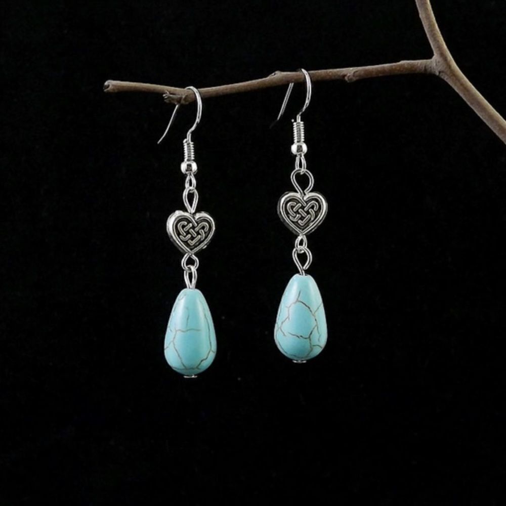 Turquoise Heart Earrings NWT 